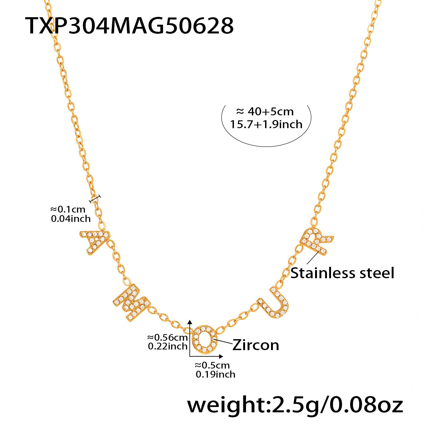 B廠【TXP304】5A鋯石AMOUR字母鎖骨項鍊手鍊飾品組不銹鋼材質鍍18k真金 25.07-2