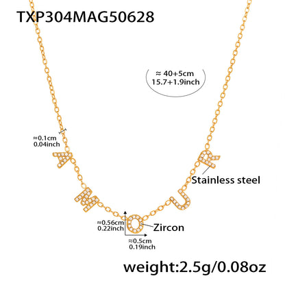 B廠【TXP304】5A鋯石AMOUR字母鎖骨項鍊手鍊飾品組不銹鋼材質鍍18k真金 25.07-2