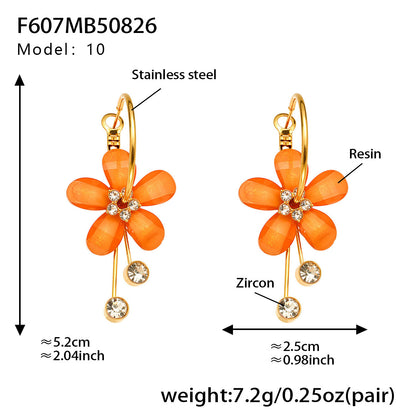 B廠【F607】超仙甜美氣質花朵帶鑽流蘇耳環不鏽鋼飾品鍍18k真金不掉色
 25.09-1