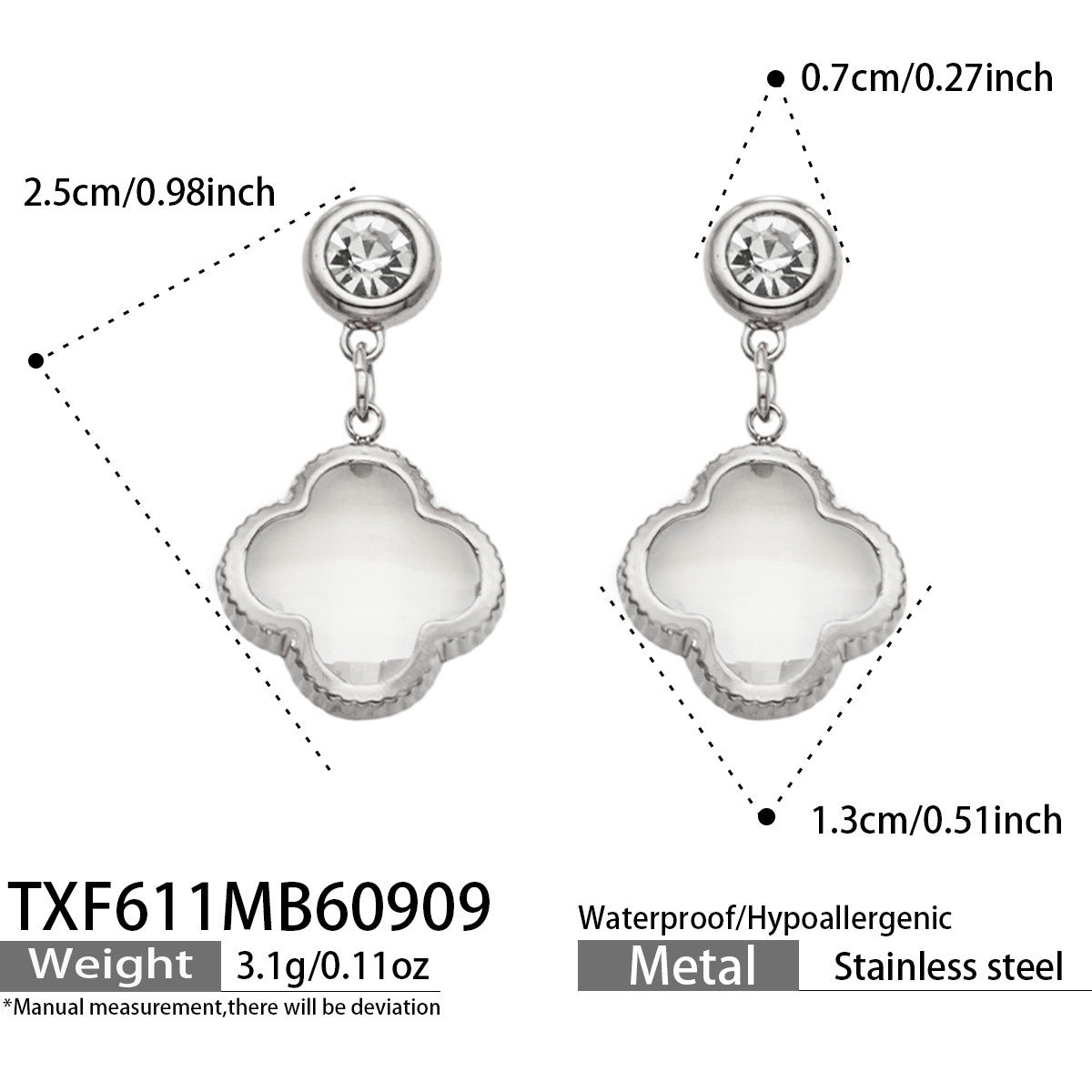 B廠【TXP611】謎麗港風顯貴四葉花不鏽鋼鍍金紅玻璃簡約小眾項鍊手鍊耳飾飾品女
 26.09-3