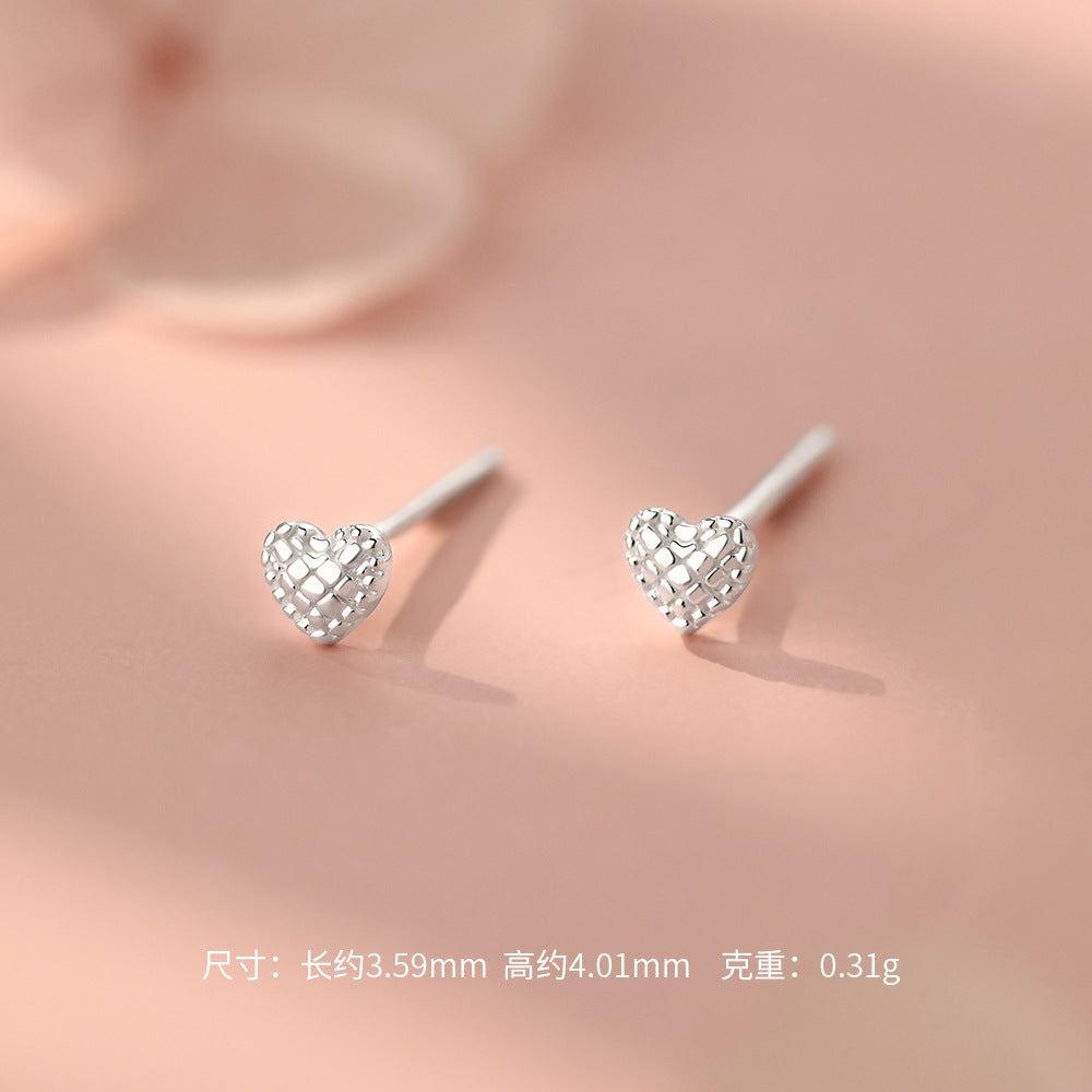 D廠【YC4834E】足銀S999愛心菱格螺絲耳環質感立體韓風甜美簡約小眾耳飾
 26.09-3