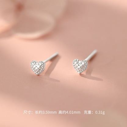 D廠【YC4834E】足銀S999愛心菱格螺絲耳環質感立體韓風甜美簡約小眾耳飾
 26.09-3
