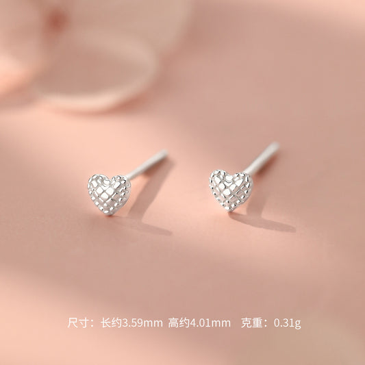 D廠【YC4834E】足銀S999愛心菱格螺絲耳環質感立體韓風甜美簡約小眾耳飾
 26.09-3