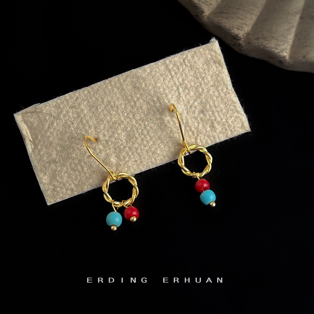 A廠【6175】原廠手工藝新中式文藝氣質通勤簡約小巧不對稱耳飾飾品耳環
 25.11-3