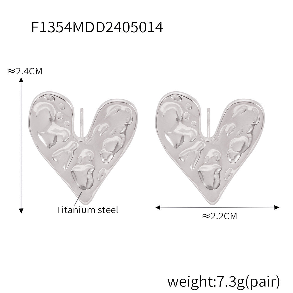 B廠【F1352-4】歐美誇張拼接不規則紋理感耳飾女黑瑪瑙時尚個性復古鈦鋼耳環防敏 24.05-4