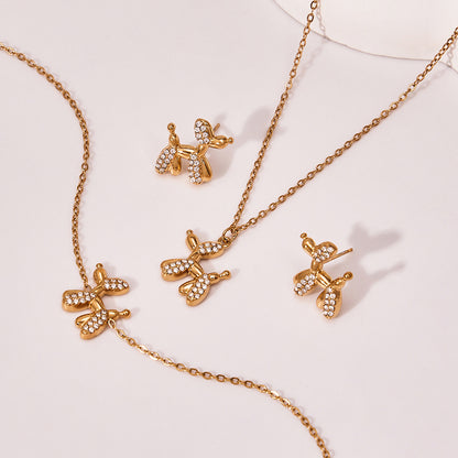 B廠【TXP469】微鑲鋯石氣球狗可愛吊墜項鍊女士時尚輕奢個性鎖骨鏈不銹鋼
 25.11-3