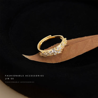 A廠【5422】中古vintage鋯石麥穗開口戒指女小眾百搭戒指復古輕奢高級感手飾 25.01-3