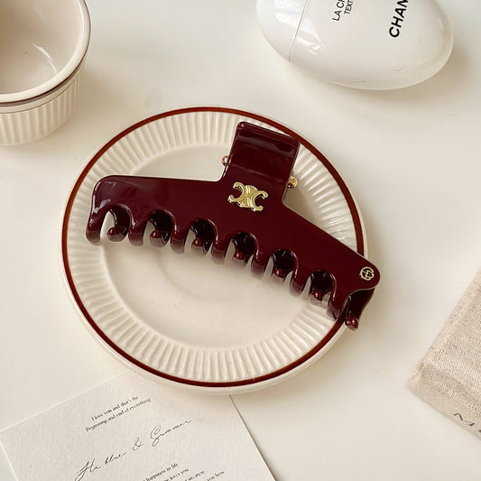 C廠【Y1040】高品質酒紅色凱旋門方形抓夾大號女秋冬高級感後腦勺鯊魚夾子髮夾
 26.01-1