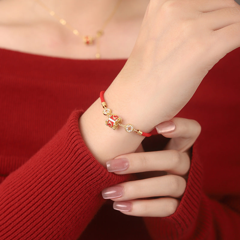 E廠【YC3223N】原創S999足銀轉運錦鯉圓環流蘇項鍊本命年手鍊如意首飾
 25.10-5