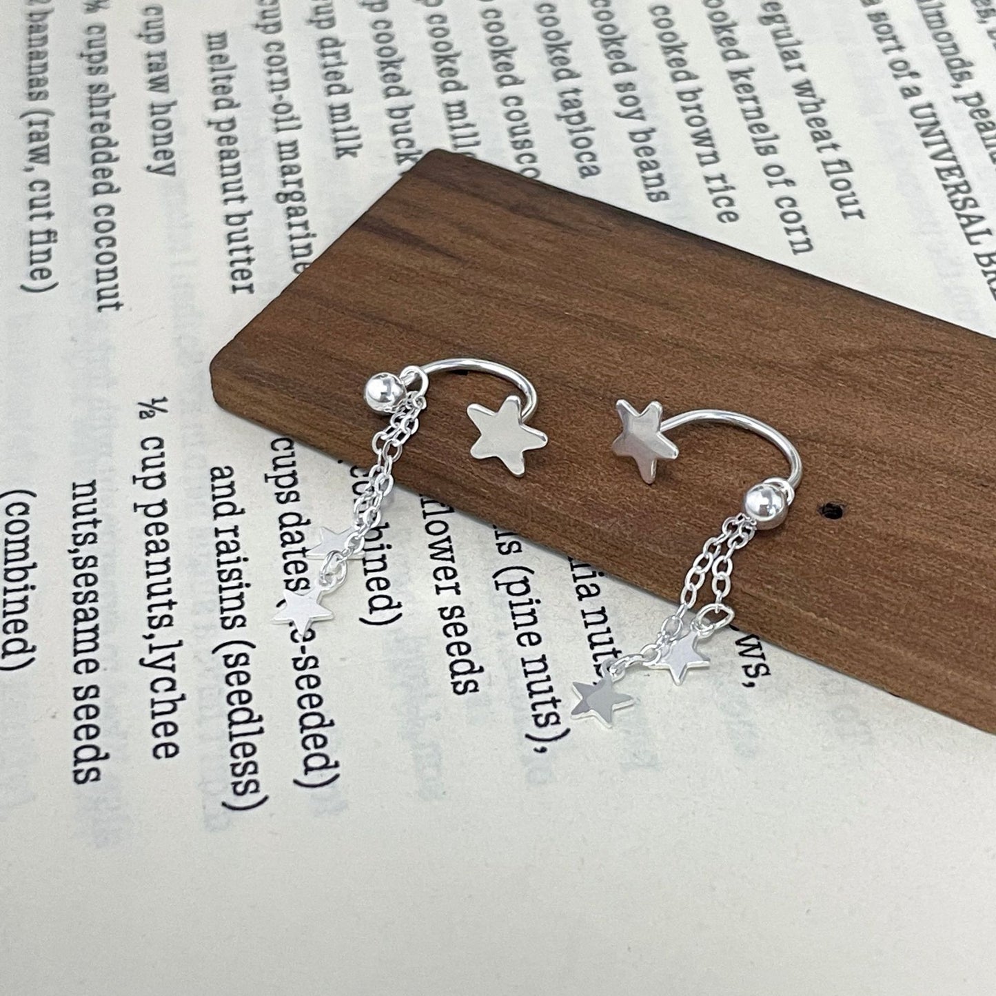 E廠【XDQ11645E】小眾設計925純銀星星流蘇耳環女後掛五角星流蘇ins耳環耳飾
 26.03-2