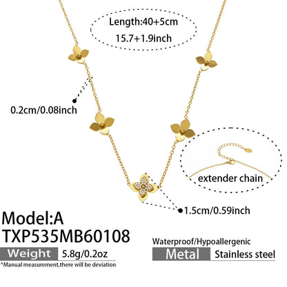 B廠【TXP535】歐美跨境簡約花朵鑲嵌鋯石開口戒指手鐲個性手鍊項鍊耳環首飾套裝
 26.01-2