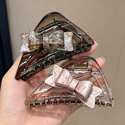 C廠【X698】法式輕奢風三角抓夾女大號醋酸蝴蝶結髮夾後腦勺盤髮鯊魚夾子髮飾
 26.08-2「C廠-單筆結帳需滿，NT$500出貨(不含運費)」