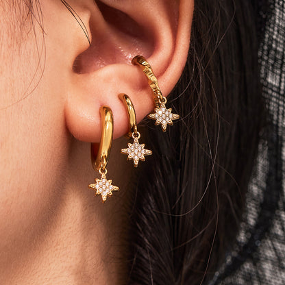 B廠【Q150】ins小眾設計感愛心鋯石吊墜耳環不鏽鋼鍍18k真金耳環不掉色 25.08-5