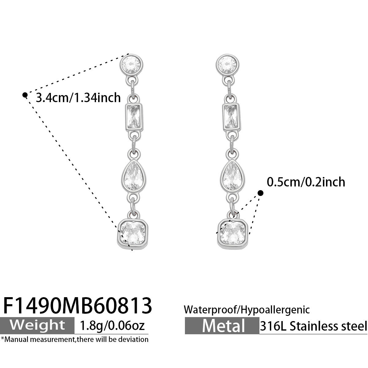 B廠【F1474】歐美個性輕奢百搭鈦鋼鍍金鋯石長款吊墜耳環小眾飾品高級感女耳環
 26.08-3