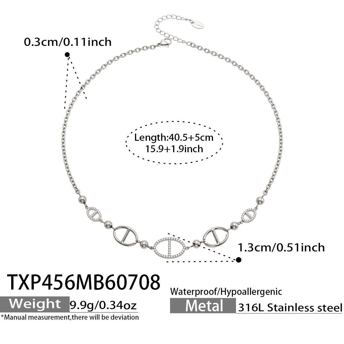 B廠【TXP456】歐美幾何新款鏤空鈦鋼不掉色新款日字鑲鋯石項鍊手鍊耳環首飾套裝 26.07-3