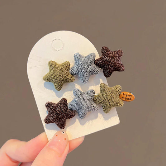 C廠【X753】韓系三色星星髮夾邊夾側邊百搭碎髮瀏海夾新款小夾子前額鴨嘴夾女
 26.08-4「C廠-單筆結帳需滿，NT$500出貨(不含運費)」