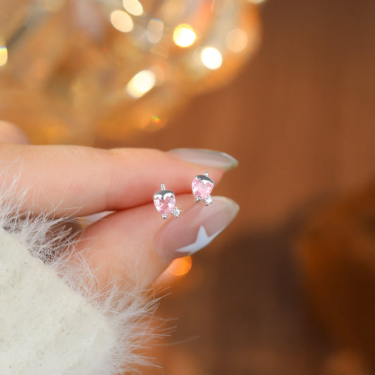 D廠【YC2129E】足銀999童趣草莓粉鋯耳環女輕奢高級感甜美可愛簡約百搭耳飾
 26.04-4