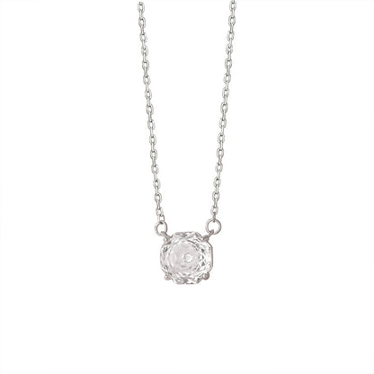 D廠【YC0163N】純銀S925玫瑰切白鑽方形項鍊簡約輕奢高級感法式清新小眾項鍊
 26.03-2