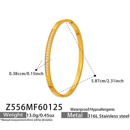 B廠【Z556】歐美跨境簡約時尚素圈排鑽鑲鋯石手鐲不鏽鋼鍍18k真金卡扣手飾女
 26.01-4