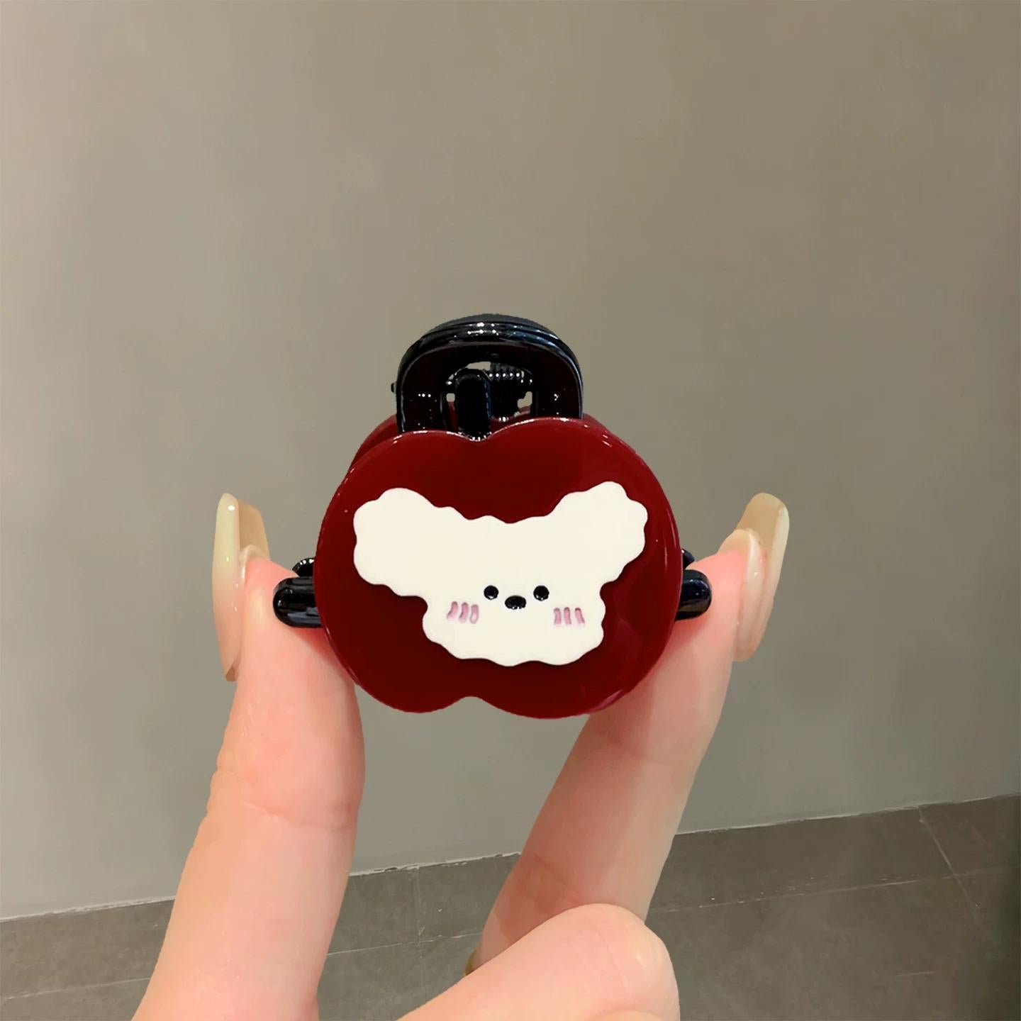 C廠【X438】可愛醋酸紅蘋果小狗抓夾女迷你瀏海夾簡約百搭氣質小號鯊魚夾頭飾
 26.06-2