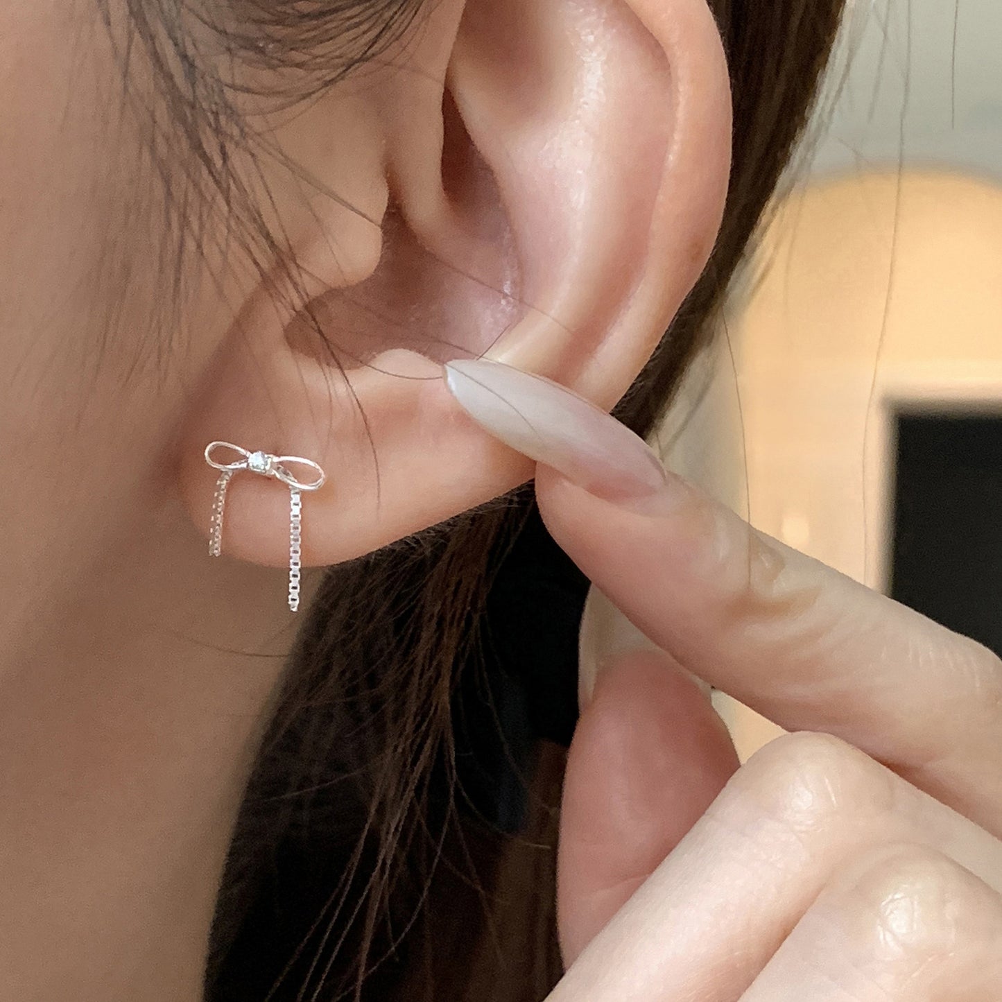E廠【XDQ11418E】S925純銀韓系簡約蝴蝶結流蘇耳環女高級感甜美ins百搭耳飾品
 26.08-4