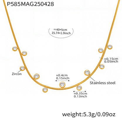 B廠【P1267】新款5A鋯石四葉花帶鑽鎖骨項鍊不鏽鋼材質鍍18k金保色飾品 25.05-2