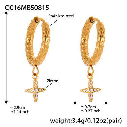 B廠【Q015】不鏽鋼超閃5A鋯石十字架耳環跨國簡約輕奢風耳環鍍18k真金 25.08-5