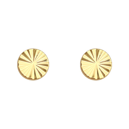 A廠【6651】厚鍍真金~車花工藝切面925銀針圓形簡約通勤輕奢風耳飾迷你耳環女
 25.08-5