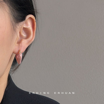 A廠【2677】高級感雙面滴油粉色可愛心形甜美耳扣氣質簡約百搭時尚耳飾女 25.06-4