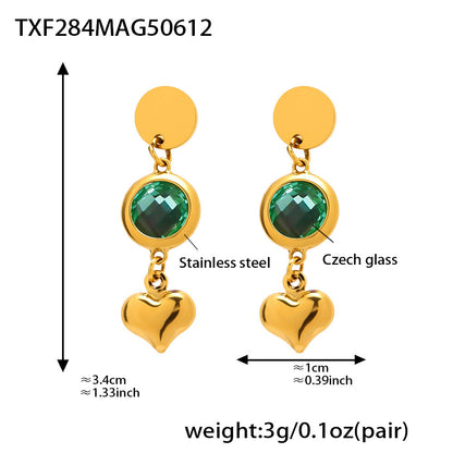 B廠【TXF284】歐美飾品不銹鋼愛心耳環超閃捷克玻璃耳環小眾輕奢耳飾保色 25.06-3