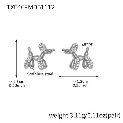 B廠【TXP469】微鑲鋯石氣球狗可愛吊墜項鍊女士時尚輕奢個性鎖骨鏈不銹鋼
 25.11-3