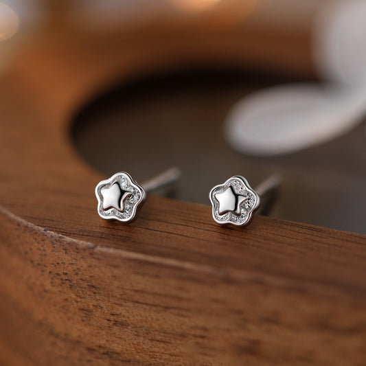 E廠【XDQ11242E】S999純銀小巧簡約星星耳環女日韓精緻鑲鋯石星形養耳洞耳飾品
 25.12-4