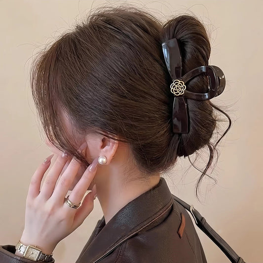 C廠【X45】復古氣質花朵蝴蝶結髮夾女後腦勺盤髮抓夾2026新款鯊魚夾髮卡髮飾
 26.03-4