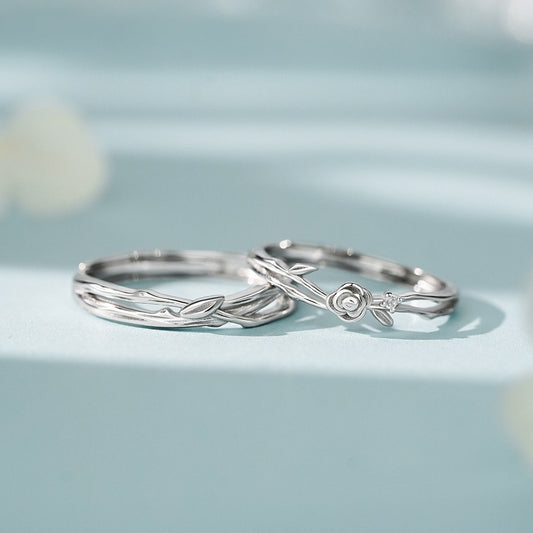 D廠【YC5149R】原創足銀S999玫瑰情侶對戒指高級設計感溫柔清新甜美手飾戒指
 25.12-1