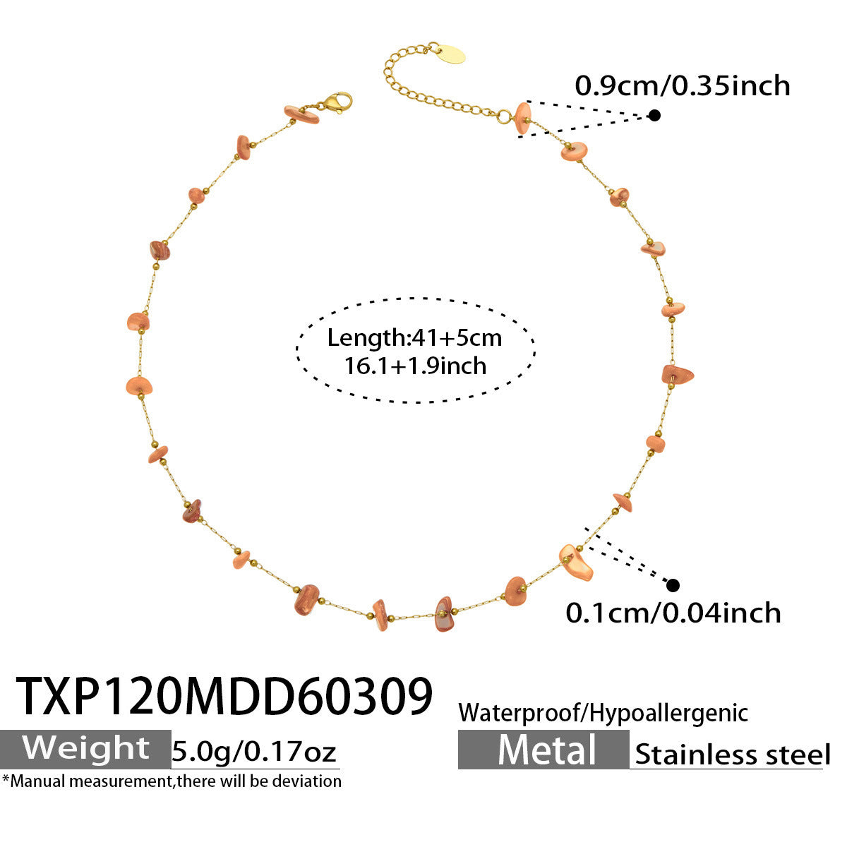 B廠【TXP120】歐美輕奢簡約個性天然碎石手工鍊項鍊手鍊套組不銹鋼鏈條鍍18k金
 26.03-3