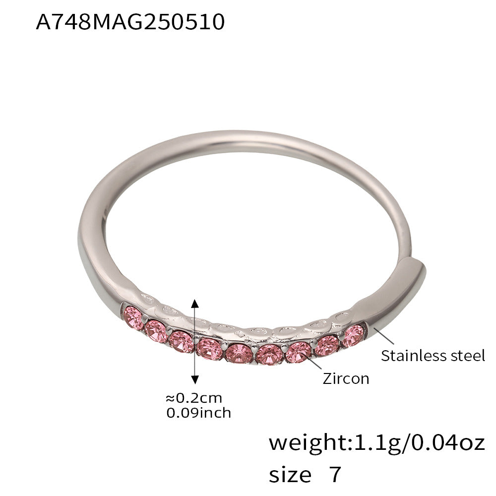 B廠【A748】全新超閃5A鋯石側開口可調尺寸戒指不鏽鋼鍍18k真金指環 25.05-3