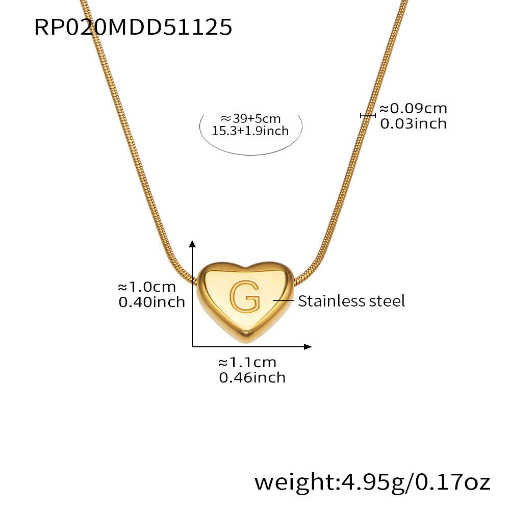 B廠【RP020】不銹鋼26字母愛心吊墜鎖骨項鍊歐美熱銷款時尚輕奢飾品鍍18k真金
 25.12-1