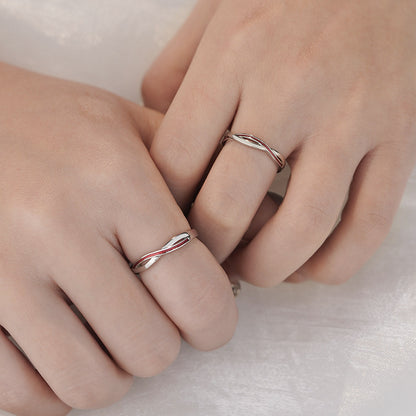 D廠【YC3106R】S999足銀紅線莫比烏斯戒指輕奢小眾開口戒簡約情侶戒指 25.02-2