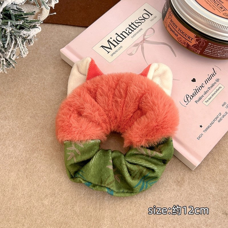C廠【H18】可愛狐狸兔耳朵毛絨大腸髮圈女瘋狂動物扎頭髮繩甜美可愛頭繩髮飾
 25.12-4「C廠-單筆結帳需滿，NT$500出貨(不含運費)」