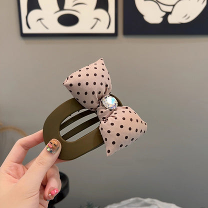 C廠【Y954】東方門新款粉紅波點海綿蝴蝶結髮夾後腦勺盤髮鴨嘴夾大抓夾髮飾
 25.12-3「C廠-單筆結帳需滿，NT$500出貨(不含運費)」