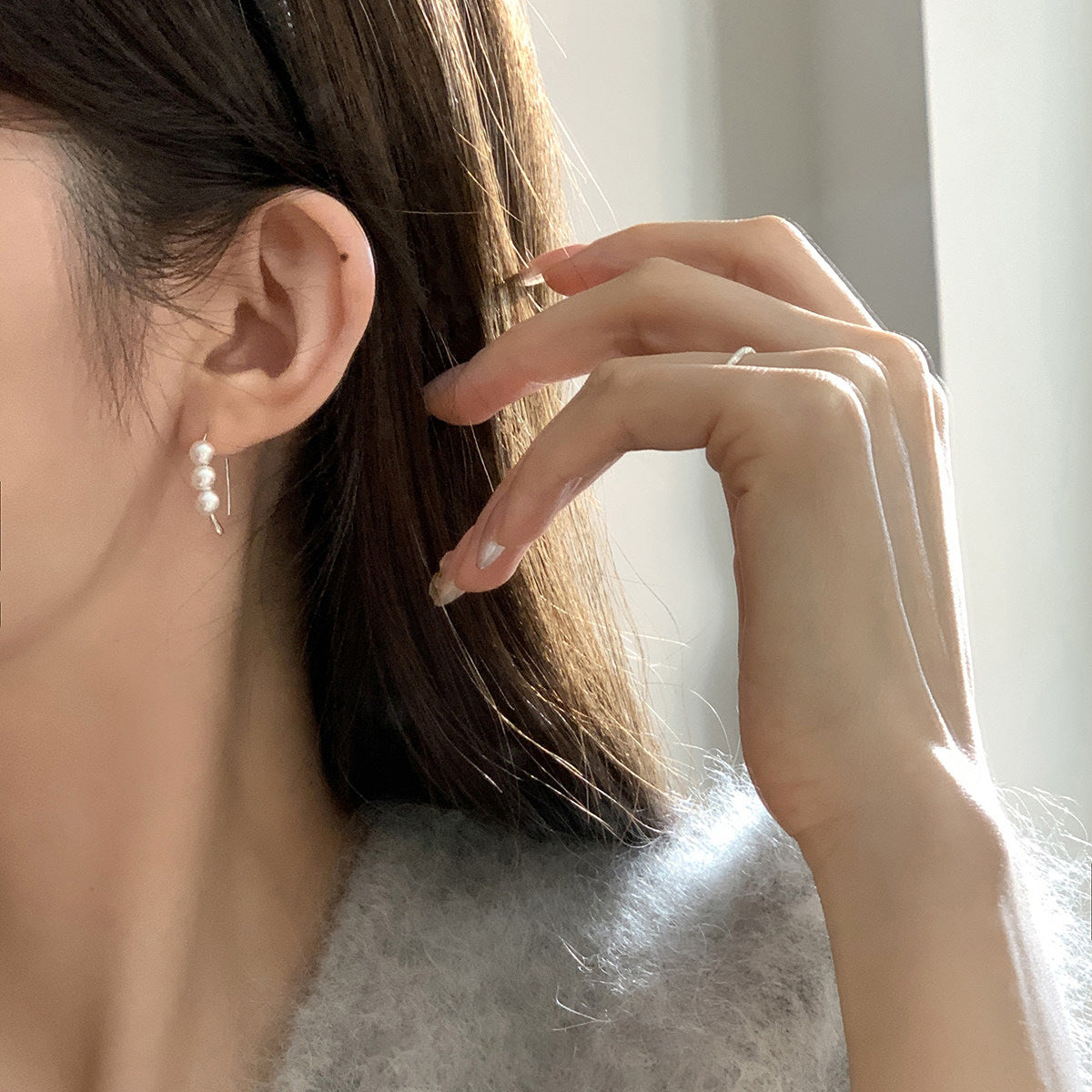 E廠【XDQ10914E】簡約高級感S990純銀仿珍珠水滴耳環女通勤百搭耳環氣質耳飾品 26.07-1