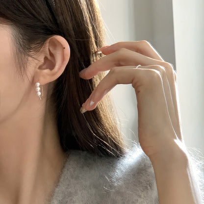 E廠【XDQ10914E】簡約高級感S990純銀仿珍珠水滴耳環女通勤百搭耳環氣質耳飾品 26.07-1