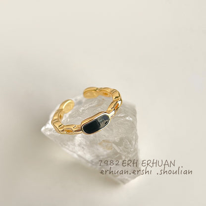 A廠【5424】時尚高級感電鍍18K真金高品質保色開口可調式指環食指戒 幾何戒指 25.01-3