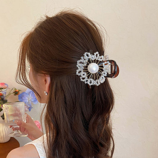 C廠【X122】花朵圓珠抓夾女後腦勺高級感鯊魚夾2026新款獨特髮夾春夏漂亮髮飾
 26.04-3