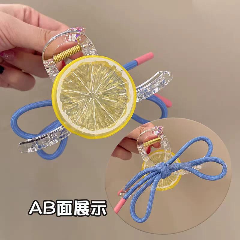 C廠【Q57】清新檸檬抓夾女2026新款後腦勺甜美蝴蝶結水果抓夾鯊魚夾髮抓頭飾
 26.05-4「C廠-單筆結帳需滿，NT$500出貨(不含運費)」