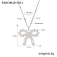 B廠【P2035】飾品蝴蝶結施家貝珠鋯石鎖骨項鍊鈦鋼PVD電鍍金不褪色項鍊 24.10-4