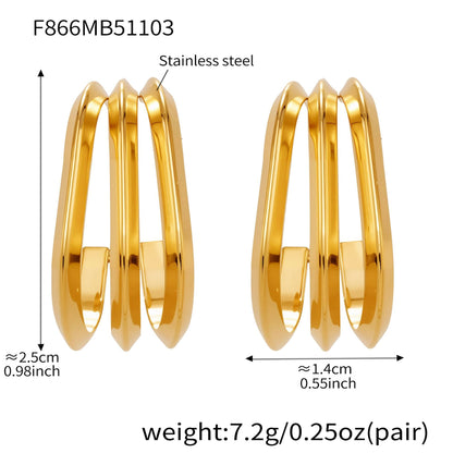 B廠【F753】ins風小眾設計三層愛心耳環不鏽鋼18k鍍金耳環不掉色耳飾
 25.11-1