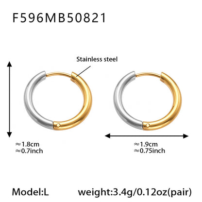 B廠【F596】ins小眾設計感不銹鋼幾何素圈耳環百搭時尚耳環鍍18k金 25.08-5