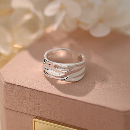 D廠【YC3772R】925純銀褶皺捲邊弧形戒指不規則開口戒冷淡風情侶對戒 25.02-2