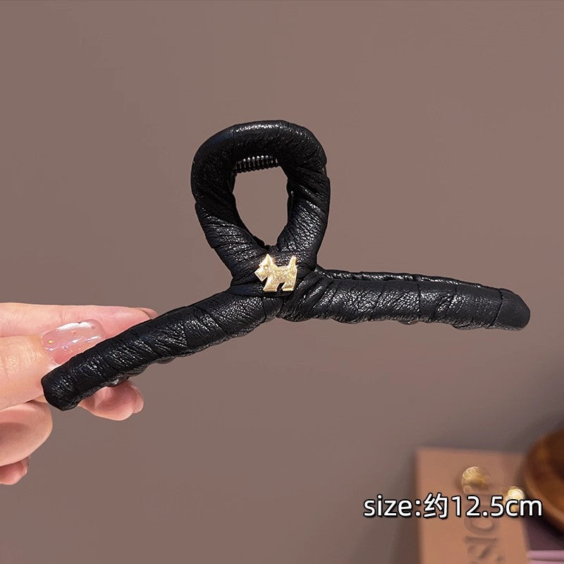 C廠【P46】韓係金標小狗皮質髮夾女髮量多大號鯊魚夾後腦勺盤髮抓夾頭飾髮卡
 25.12-2「C廠-單筆結帳需滿，NT$500出貨(不含運費)」